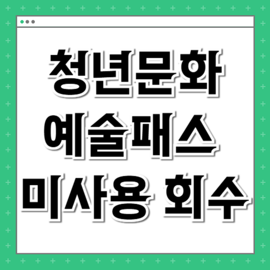 청년문화예술패스 미사용 회수